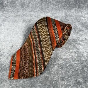 Vintage Oleg Cassini Neck Tie Men's‎ Silk Wide Orange Brown Retro